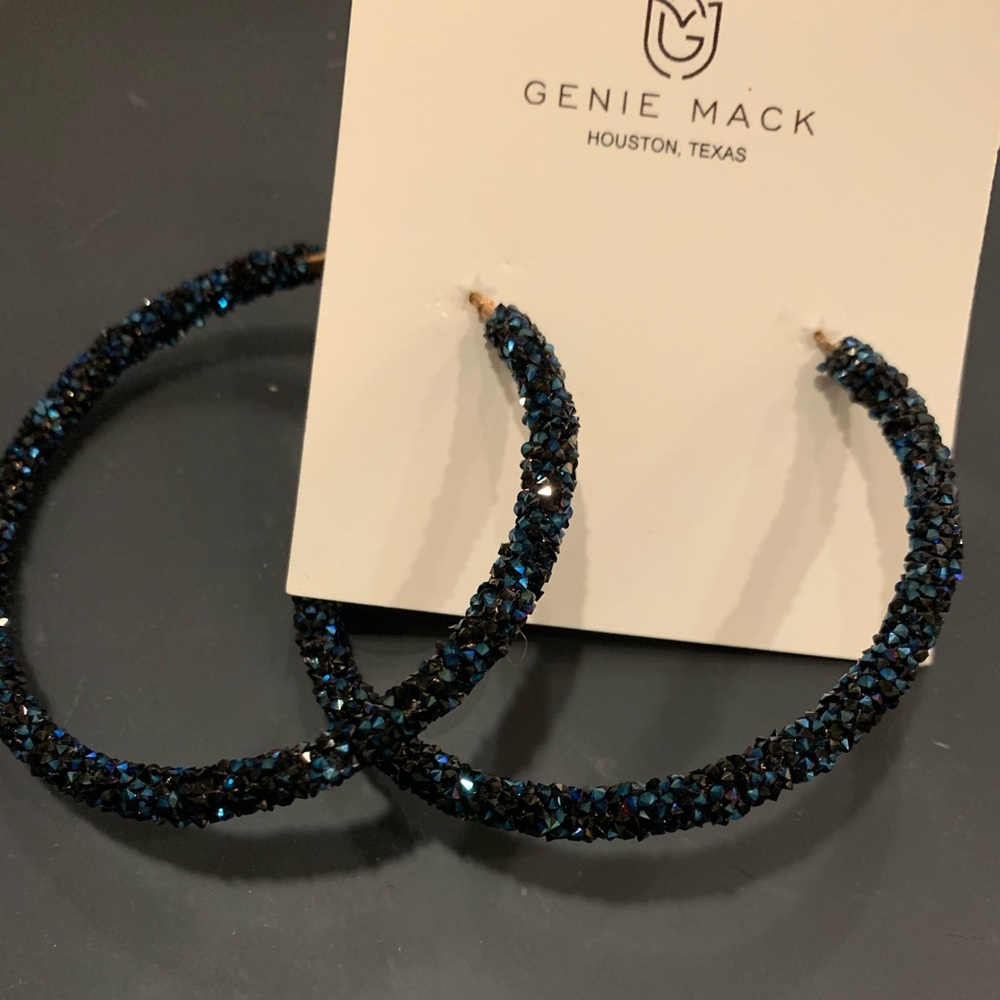 Navy Sparkle Pave Hoops